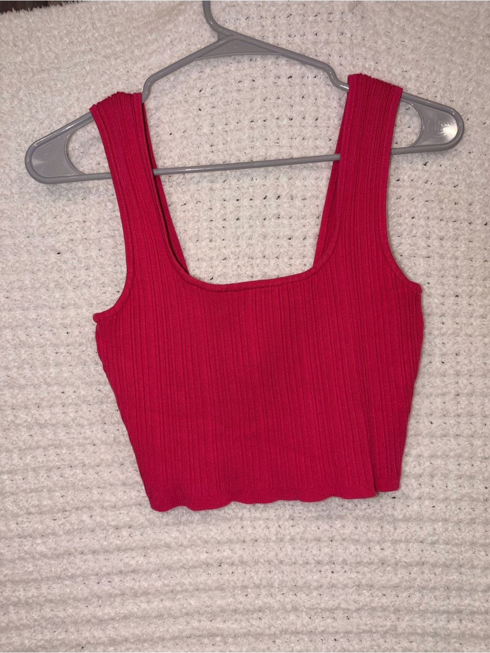 H&M Ribbed Crop Tank Top in Bright Red